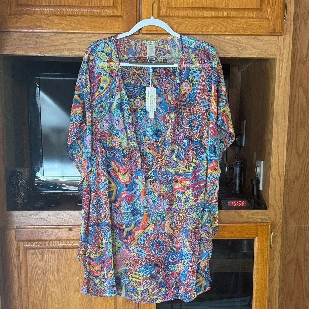 Bleu Rod Beattie Multicolor Paisley Blouse size M